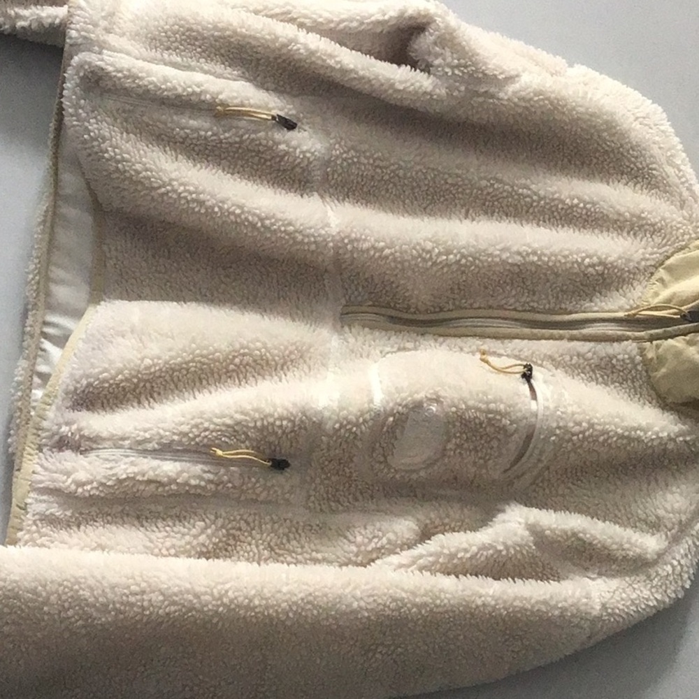 NORTH FACE cream tan neutral Sherpa cropped pullover crop jacket half zip - Picture 3 of 14
